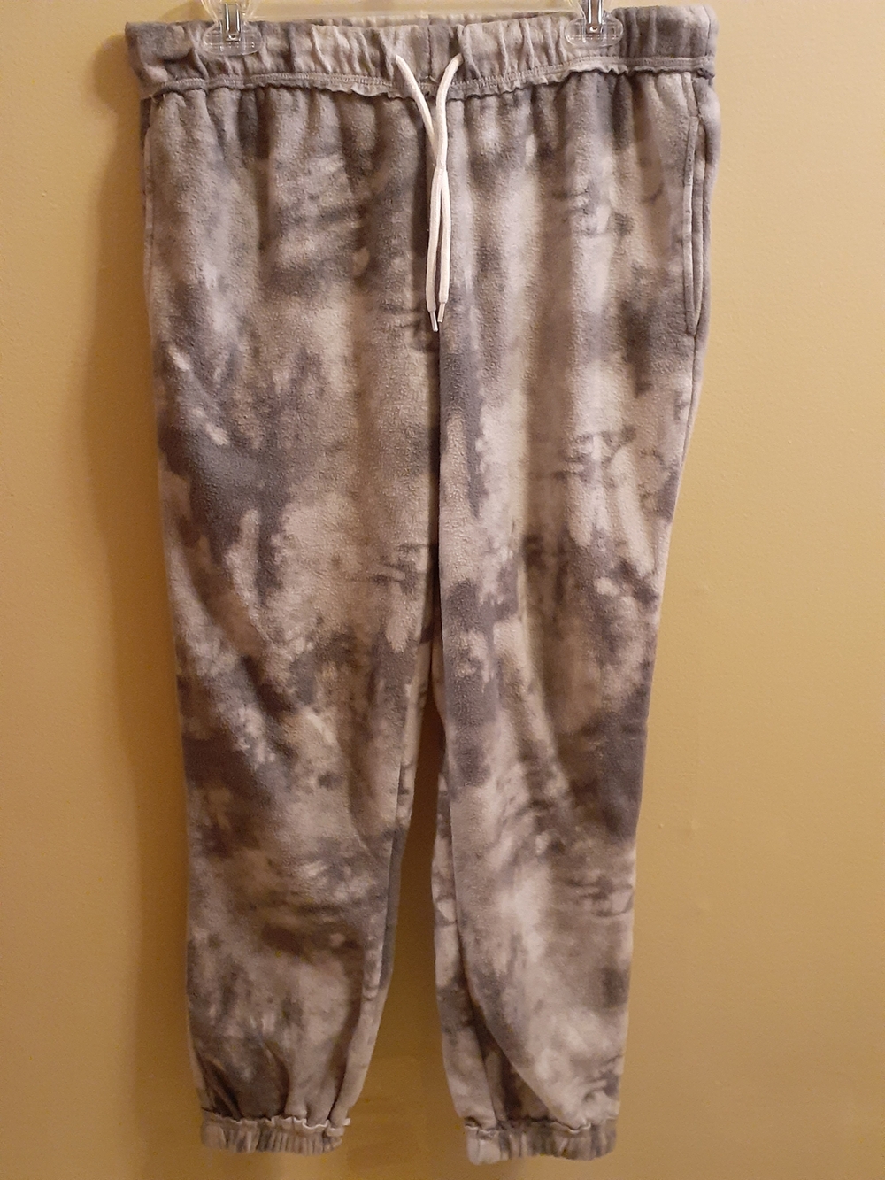 No Boundaries Gray Tie-Dye Fleece Joggers with Drawstring